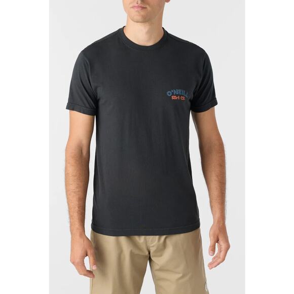 O'Neill Men's T-Shirt Hideaway Short Sleeve Crewneck Tee in Dark Charcoal - Picture 4 of 6